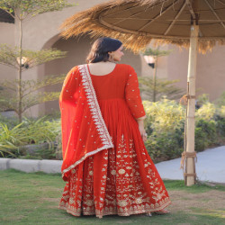 Royal Zari & Sequin Embroidered Georgette Gown with Dupatta
